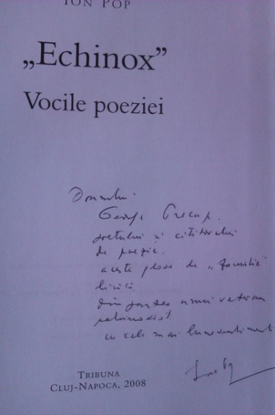 Ion Pop - Echinox. Vocile poeziei (editie hardcover, cu autograf)