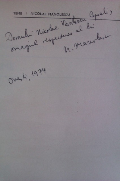 Nicolae Manolescu - Teme (cu autograf)