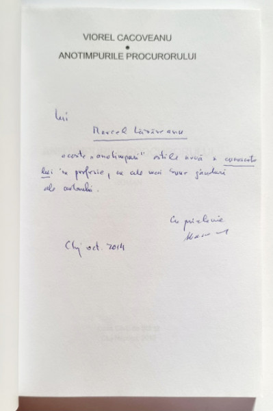 Viorel Cacoveanu - Anotimpurile procurorului (cu autograf)