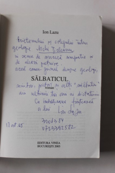 Ion Lazu - Salbaticul (cu autograf)