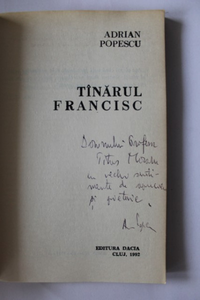 Adrian Popescu - Tanarul Francisc (cu autograf)
