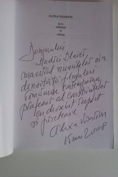 Alexa Visarion - De la Ziditorul la Zidirea (cu autograf)