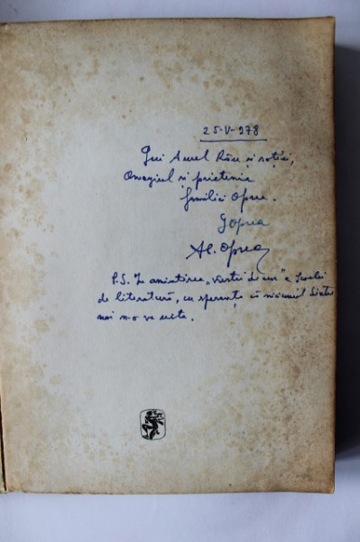 Galina Oprea, Al. Oprea - J. J. Rouseau si L. N. Tolstoi in cautarea varstei de aur (cu dublu autograf)