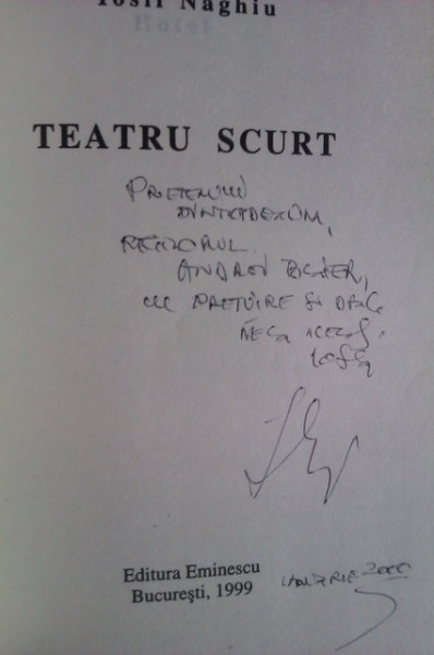 Iosif Naghiu - Teatru scurt (cu autograf)
