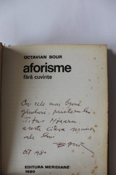 Octavian Bour - Aforisme fara cuvinte (mic album, cu autograf, editie hardcover)