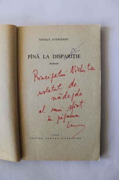 Vintila Ivanceanu - Pana la disparitie (cu autograf pentru Nichita Stanescu)