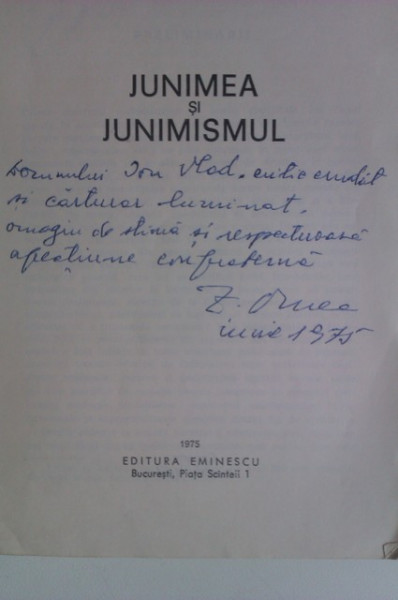 Z. Ornea - Junimea si junimismul (cu autograf)