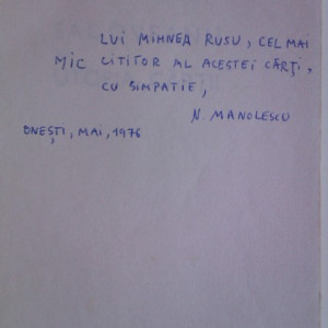 Nicolae Manolescu - Sadoveanu (cu autograf)