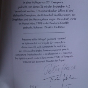 Georg Trakl - Sebastian in vis/Sebastian im Traum (editie bilingva romana-germana, cu autograful traducatorului - Petre Stoica, al ilustratorului - Tudor Jebeleanu si al ingrijitorului editiei - Nicolae Tzone)