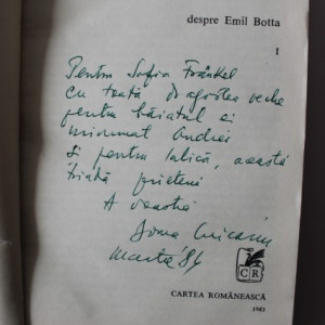 Doina Uricariu - Apocrife despre Emil Botta (cu autograf)