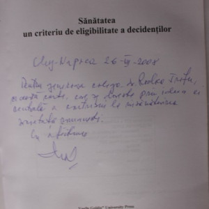 Liviu Moldovanu, Roxana Sirli Moldovanu - Sanatatea, un criteriu de eligibitate a decidentilor (cu autograf)