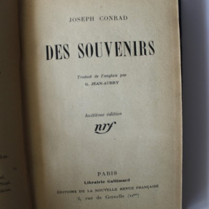 Joseph Conrad - Des souvenirs (editie hardcover, interbelica, frumos relegata)