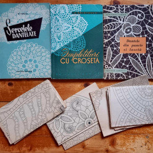 Lot 3 carti dantele, cusaturi si impletituri (M. Panaite - Servetele dantelate. E. Cristescu - Impletituri cu croseta. Ecaterina Tomida - Dantele din puncte si laseta) (3 vol.)