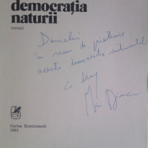 Mircea Dinescu - Democratia naturii (cu autograf)