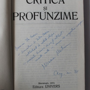 Mircea Martin - Critica si profunzime (cu autograf)