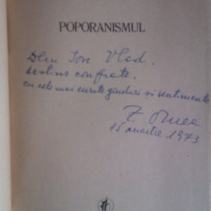 Z. Ornea - Poporanismul (cu autograf)
