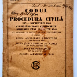 Codul de procedura civila din 11 septemvrie 1865 cuprinzand toate modificarile survenite pana la iunie 1943