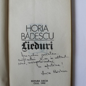 Horia Badescu - Lieduri (cu autograf si poezie in manuscris)
