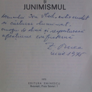 Z. Ornea - Junimea si junimismul (cu autograf)