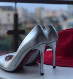 Pantofi Stiletto Premium Piele Naturala Silver 10 cm