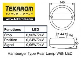 LAMPA LED CAMION 3 FUNCTII (SLIM) 24V