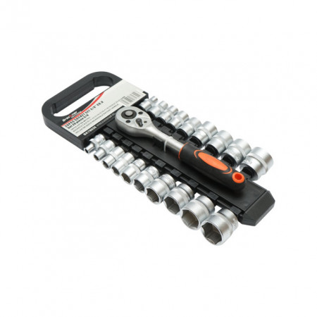 Set clichet reversibil 3/8 cu 19 tubulare metrice Cr-V