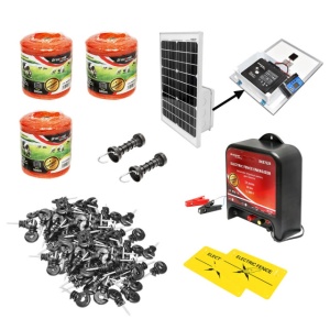 Kit complet gard electric 12V 3.5 Joule, panou solar 20W