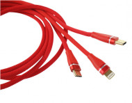 Cablu combinat Iphone/USB C/Micro USB 120cm