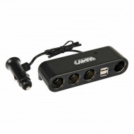 Adaptor priză multiplă 4 + 2, priză cvadruplă 12 / 24V + USB