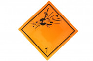 Eticheta ADR suport aluminiu "Pericol Transport substante și obiecte explozive clasa 1"