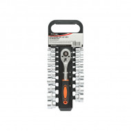 Set clichet reversibil 3/8 cu 19 tubulare metrice Cr-V