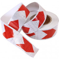 Banda reflectorizanta alba cu sageata rosie 5cm x 25m