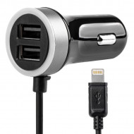 Incarcator auto cu 2 USB si cablu Lightning pentru iPhone sau iPad, 2.4A
