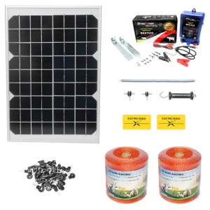 Kit complet gard electric 12/220V 1 Joule cu panou solar 10W