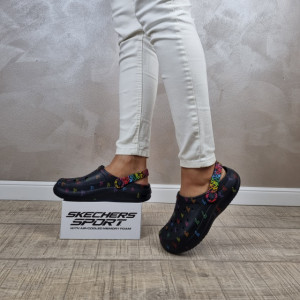 Papuci dama Skechers Max Cushioning - Foamies Love True 111322 BKMT