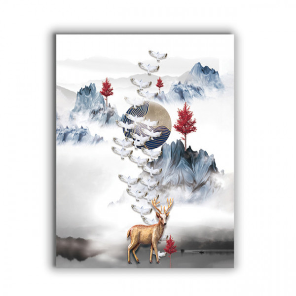 Tablou Canvas White doves and deer