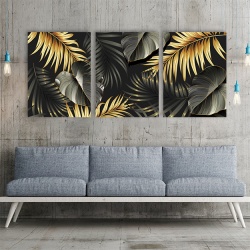 Set 3 tablouri - Golden jungle