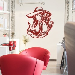 Sticker de Perete Fata cu Palarie