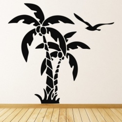 Sticker Palm Tree Tropical Birds