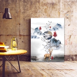 Tablou Canvas White doves and deer