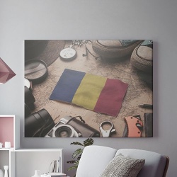 Tablou Canvas Romania steag miniatura