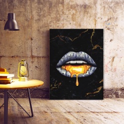 Tablou Canvas Golden Dollar Lips