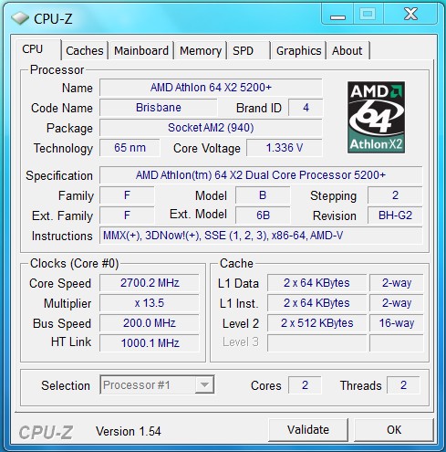 AMD Athlon 64 X2 5200+ 2.7GHz 1MB AM2