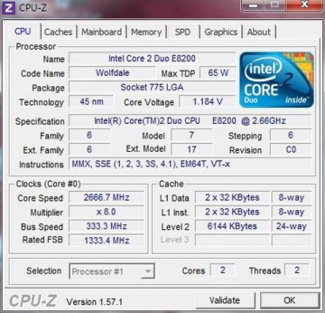 Intel Core™2 Duo E8200 2.66GHz 6MB LGA775