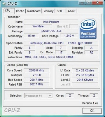 Intel Pentium Dual-Core E5300 2.6GHz 2MB LGA775 BOX