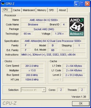 AMD Athlon 64 X2 5000+ 2.6GHz 1MB AM2 BOX
