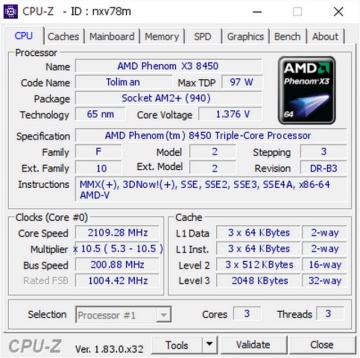 AMD Phenom X3 8450 2.1GHz 2MB L3 AM2+ BOX