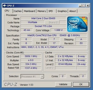 Intel Core™2 Duo E8400 3.0GHz 6MB LGA775 BOX