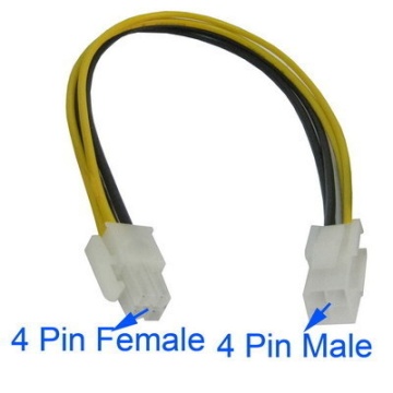 4 pin Male to 4 pin Female ATX Power Extension Cable (20cm)