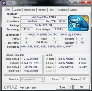Intel Core™2 Duo E7400 2.8GHz 3MB LGA775 BOX